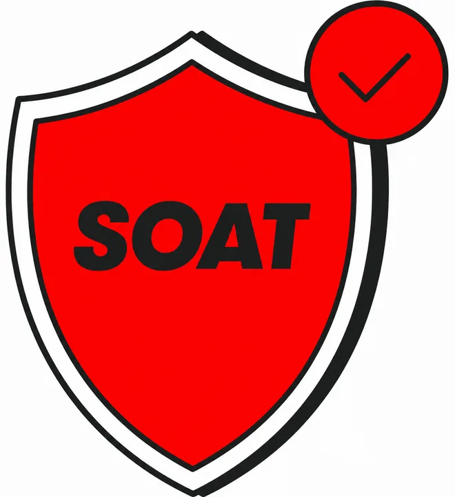 Escudo del SOAT alternando de rojo a amarillo y a verde, como un semáforo